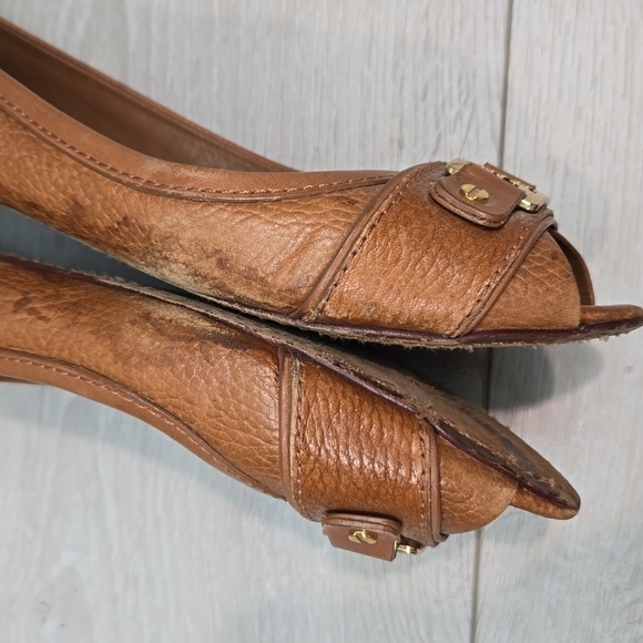 Tory Burch Womens Clines Logo Open Toe Flats Loafer Slip on shoes sz 10M - Picture 13 of 16